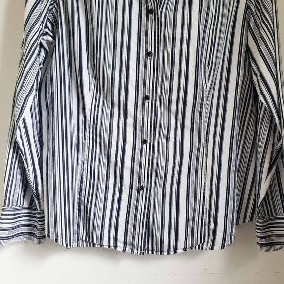 Jones New York Signature Women's Black Pin Button Down Shirt Top Blouse - Picture 6 of 13